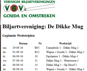 wedstrijdrooster